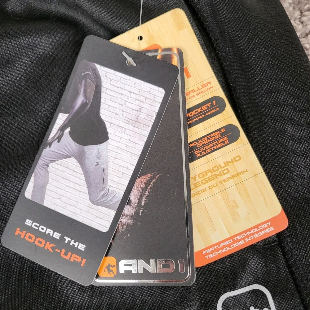 AND1 Tech Fleece Pant Mens M Black NEW Slim Fit Basketball Joggers ANM204PA01026